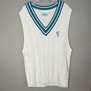 Peanuts White Cable Knit Vest with Snoopy and Stripes size 2X/3X